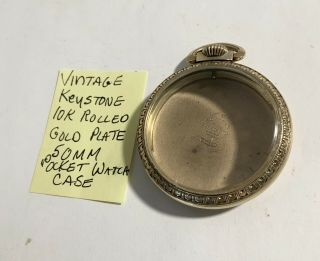 Vintage Keystone 10k Rolled Gold Plate Pocket Watch Case 50mm