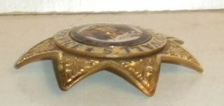 vintage brass STOVALL ' S security service BADGE made by SUN BADGE CO.  LA 3