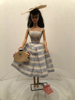Blue And White Stripe Dress For Vintage Barbie; Doll Not