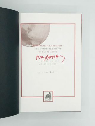 Ray Bradbury / THE MARTIAN CHRONICLES The Complete Edition Signed 1st ed 2009 2