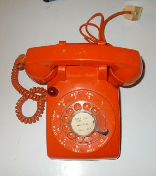 Vintage Itt Orange Rotary Dial Desk/hotel Telephone