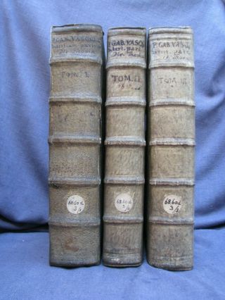 1610 Vazquez Commentary On Thomas Aquinas,  3 Volumes,  Latin,  Pigskin