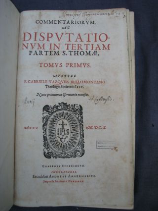 1610 Vazquez Commentary on Thomas Aquinas,  3 volumes,  LATIN,  pigskin 3