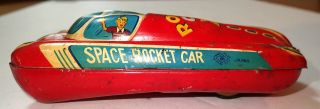 Vintage Masudaya Modern Toys Rocket Car X Space Rocket Car Japan Tin Friction 2