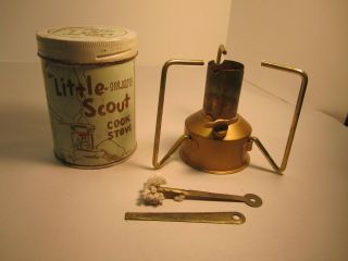 Vintage Little Injun Scout Camping Cook Stove In Tin Uses Coleman Fuel Japan