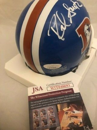 Rod Smith Signed / Autographed Broncos Insc.  Throwback Mini Helmet JSA 2