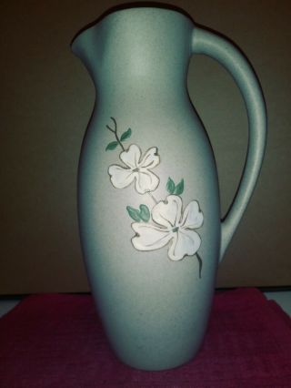 Vintage Pigeon Forge Pottery,  Tenn.  Dogwood Decorated 11 " Tall Vase / Ewer.