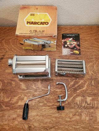 Marcato Atlas No 150 Pasta Noodle Maker Machine Vintage & Booklet Euc