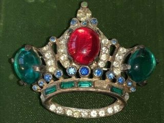 Coro Craft Crown Brooch Pin Vintage Sterling