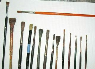15 - Vintage Artists Brushes - 14 " Sable " & 1 " Camel Hair " Sizes - 1 - 10