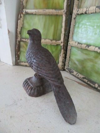 FABULOUS Old Vintage CAST IRON METAL BIRD Statue Rusty with Patina 2