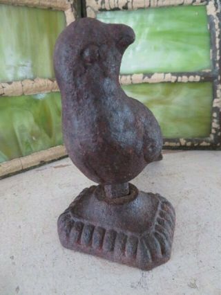 FABULOUS Old Vintage CAST IRON METAL BIRD Statue Rusty with Patina 3