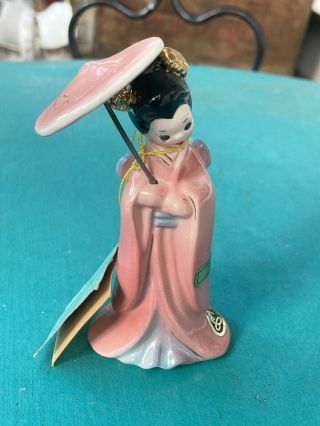 Vintage Josef Originals Oriental Geisha Girl Lady W/ Umbrella Figurine Japan