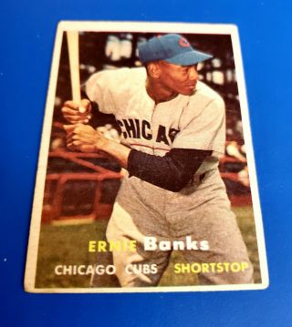 1957 Topps Ernie Banks Chicago Cubs 55 Baseball Card