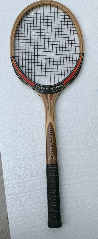 Vintage Dunlop Maxply Mcenroe Wood Tennis Racquet 4 1/4 Grip Made In England