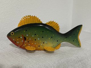 Signed Louie Hill Folk Art Sunfish Fish Spearing Decoy - Ice Fishing Lure