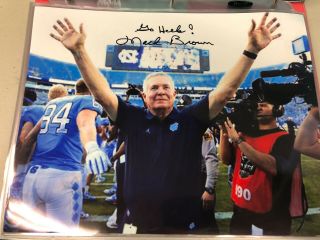 Mack Brown North Carolina Head Coach Signed 8.  5 By 11 Photo With Go Heels