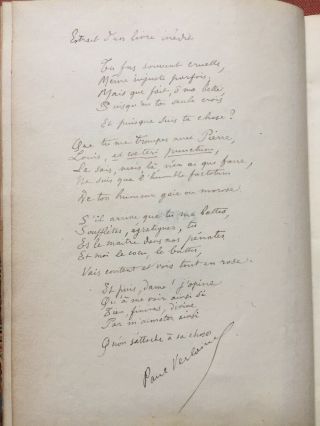 Paul Verlaine / Jadis et Naguère Nouvelle edition 1891 inscribed to Guy Signed 2