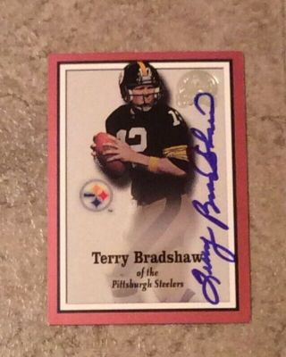 Terry Bradshaw Pittsburgh Steelers Signed Fleer Greats Of The Game Card