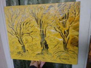 Oil Or Acrylic Painting Vintage Art Signed Autumn Landscape Trees Wow