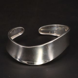 Vtg Sterling Silver - Mexico Taxco Modern Curved Solid 6 " Cuff Bracelet - 14.  5g