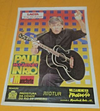 Paul Mccartney The Beatles Vintage Rio Concert Poster & Ticket
