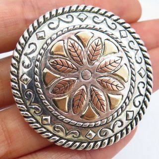Carolyn Pollack Relios Vintage Old Pawn Sterling Silver 14k Medallion Pendant