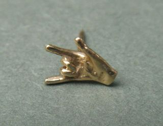 Vintage 14k Yellow Gold Pin Back - I Love You Hand Sign