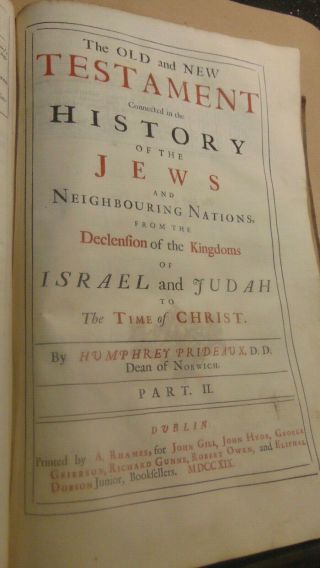 1719 Large Leather The Old & Testament Connected In The History Of The Jews