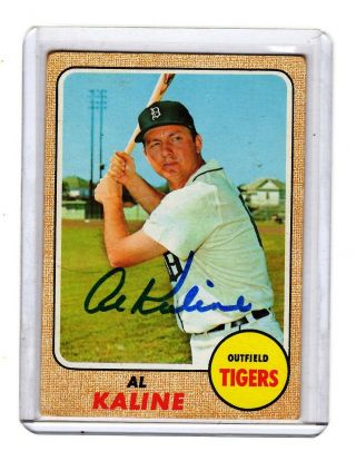 1968 Topps Baseball 240 Al Kaline Signed Autograph Autographed Detroit Tigers