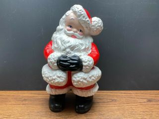 Vintage Ceramic Santa Claus Hand Painted Figure Christmas Decor 13 1/2 " Tall