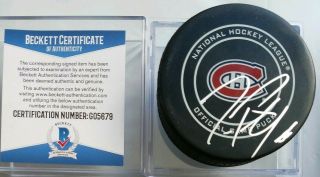 Beckett Jeff Petry Signed Montreal Canadiens Official Game Puck Nhl Bettman