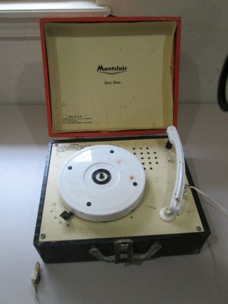 Vintage Montclair Solid - State.  Portable Record Player Model Ed 211