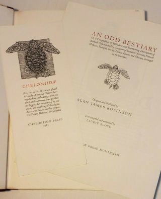 1982 CHELONIIDAE PRESS ' ODD BESTIARY ' by ALAN JAMES ROBINSON TURTLES LTD 29/200 3