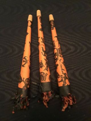 3 Vintage Halloween 1930 - 40s? Paper Horns Made In Japan 9 In Great Graphics