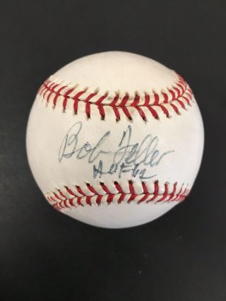 Bob Feller Autograph Oal Rawlings Baseball Indians Hof 62 Signed Jsa