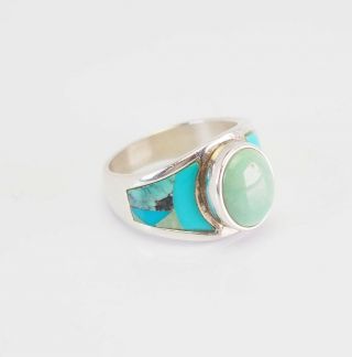 Vintage Sterling Silver Inlaid Turquoise Ring Sz 7 By Dtr Jay King Desert Rose
