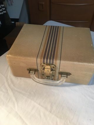 Vintage 1940’s Train Case/make - Up Suitcase - Luggage.  Lucite Handle