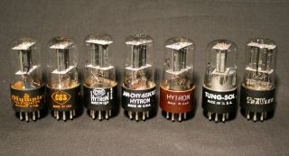 7 Vintage 6sn7gt T Plate Vacuum Tubes Cbs,  Hytron,  Tung Sol And More