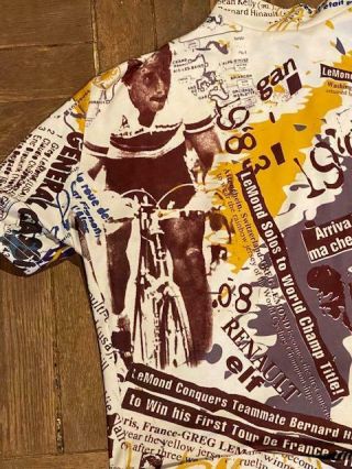 Vintage Greg Lemond World Champion Tour De France Cycling Jersey Soul Cycle Bike