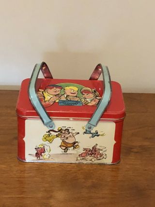 Vintage 1948 Joe Palooka Tin Metal Lunch Box By Ham Fisher Double Handle 7 " L