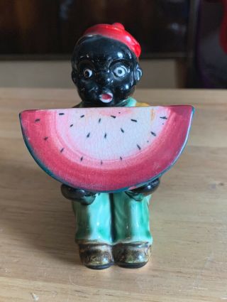 Vintage Black Americana Man Eating Watermelon Salt & Pepper Shakers