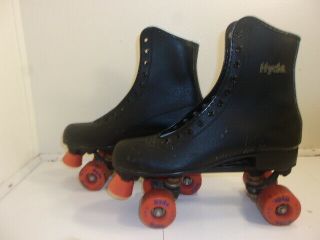 Vintage Mens Hyde Size 9 Black Leather Roller Skates