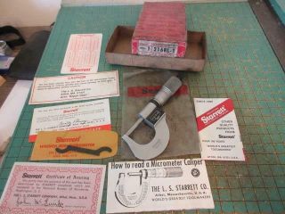 Vintage Ls Starrett No.  216rl - 1 Machinists 0 - 1 " Micrometer Edp55953