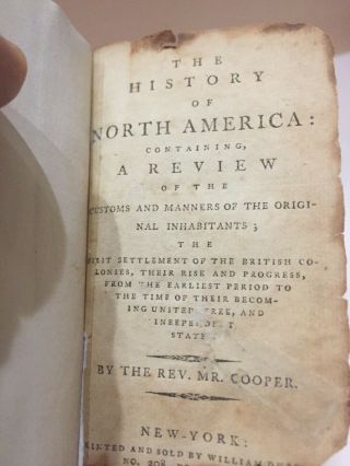 The History Of North America By Reverend Mr.  Cooper 1795.