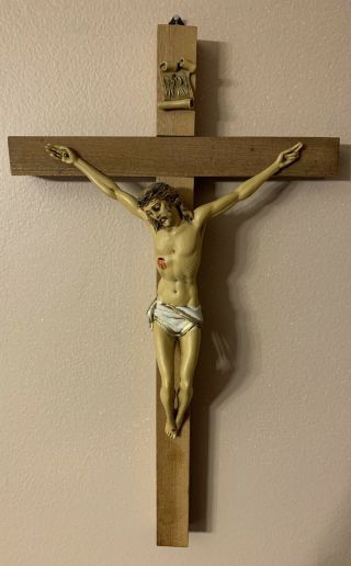 Vintage Inri Crucifix Jesus On Cross Made In Italy