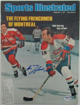 Guy Lafleur Canadiens Signed/auto 1977 Sports Illustrated Psa/dna 154772