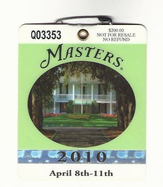 2010 Masters Augusta National Golf Club Badge Ticket Phtil Mckelson Wins Pga