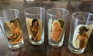 Set Of 4 Vintage Nude Peek A Boo Drinking 5” Glasses