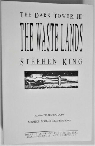 1991 Stephen King The Dark Tower Iii The Waste Lands Arc/proof First Printing